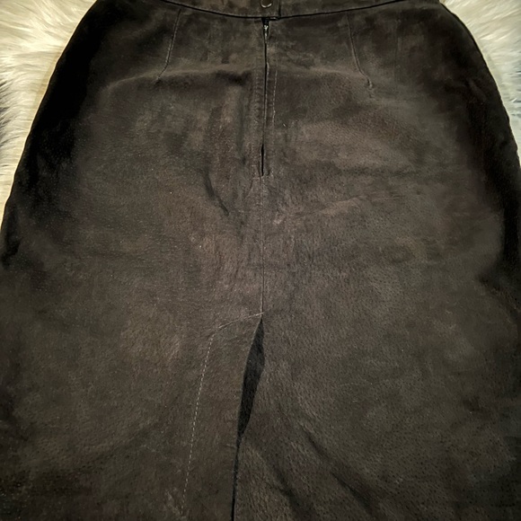 Vintage Suede Leather Hideout Black Leather Midi skirt size 8 Y2K,90’s - Picture 5 of 7